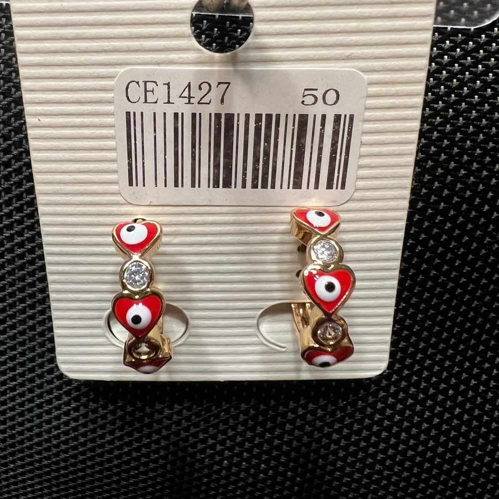 Heart Evil Eye Hoop Earrings